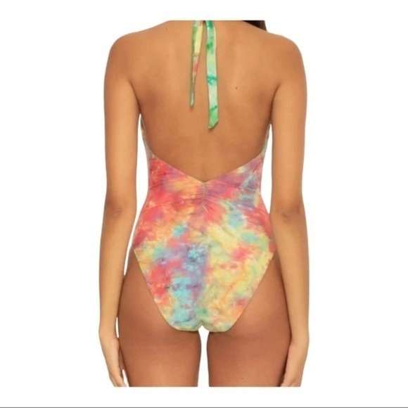 Soluna Swim Tie Dye Reversible Plunge Halter One Piece Swimsuit NWOT size L - Picture 2 of 10